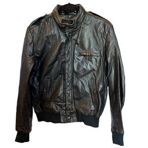 Men's Black Leather Jacket 40L Lined Reed Sportswear